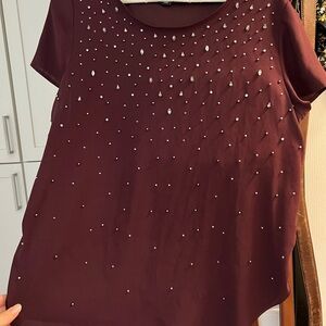 Ann Taylor Burgundy Studded Blouse size M